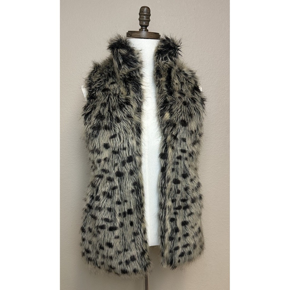 Y2k Alice‎ And Olivia Animal Faux Fur Animal Print Vest Women's Size XS
